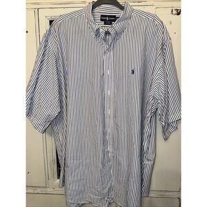 Men's Ralph Lauren XXL Blaine Blue Striped Button Down Polo